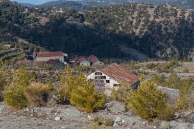 The abandoned buildings viewed from the peak.